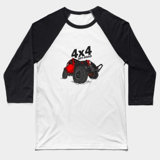 4x4 Off Road Jeep Red Baseball T-Shirt